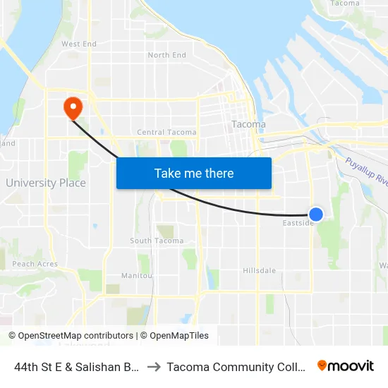 44th St E & Salishan Blvd to Tacoma Community College map