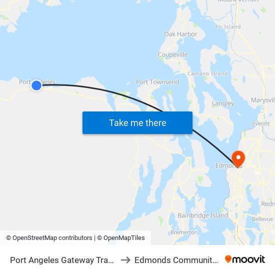 Port Angeles Gateway Transit Center to Edmonds Community College map