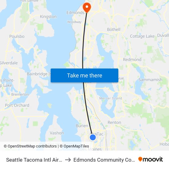 Seattle Tacoma Intl Airport to Edmonds Community College map