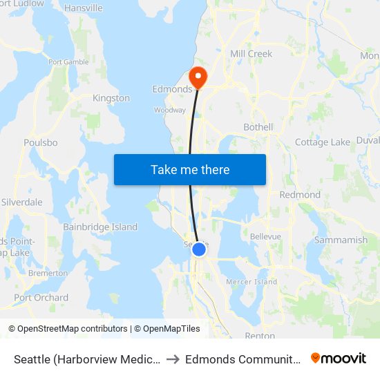 Seattle (Harborview Medical Center) to Edmonds Community College map