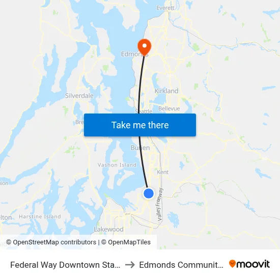 Federal Way Downtown Station - Bay 8 to Edmonds Community College map