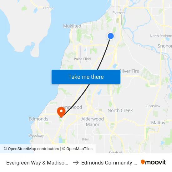 Evergreen Way & Madison St - NB to Edmonds Community College map