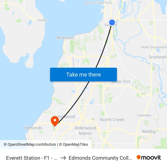 Everett Station - F1 - SB to Edmonds Community College map
