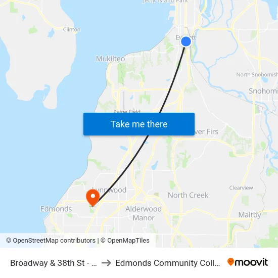 Broadway & 38th St - SB to Edmonds Community College map