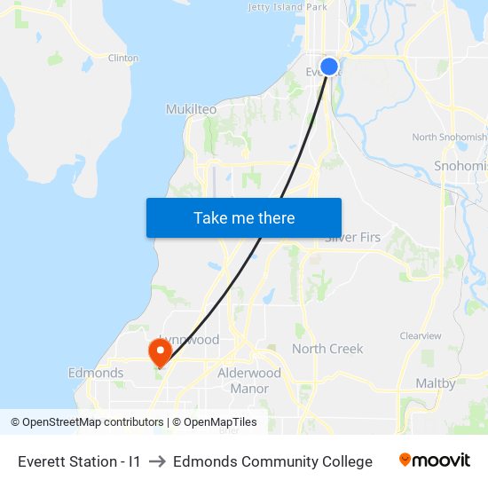 Everett Station - I1 to Edmonds Community College map