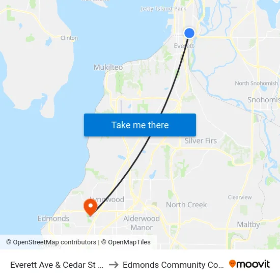 Everett Ave & Cedar St - WB to Edmonds Community College map