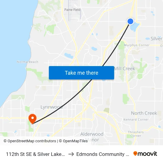 112th St SE & Silver Lake Rd - EB to Edmonds Community College map
