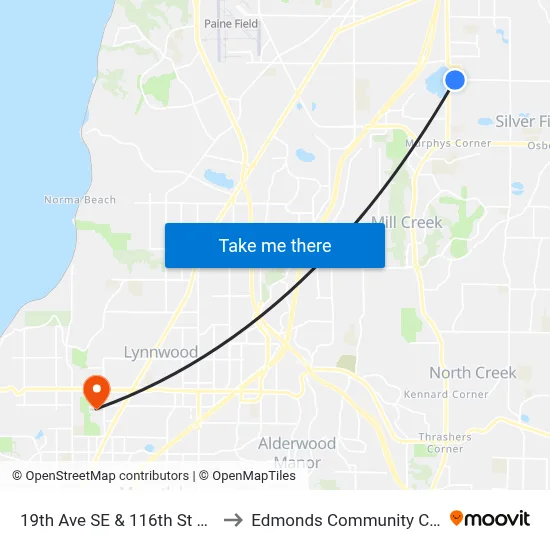 19th Ave SE & 116th St SE - SB to Edmonds Community College map