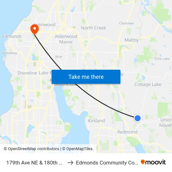 179th Ave NE & 180th Ct NE to Edmonds Community College map