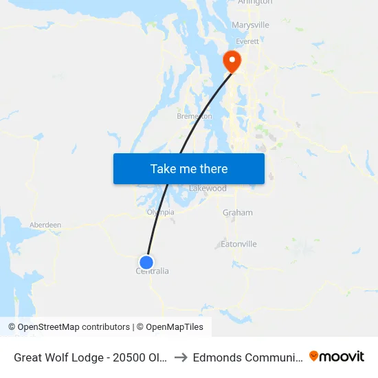 Great Wolf Lodge - 20500 Old Hwy 99 Sw. to Edmonds Community College map