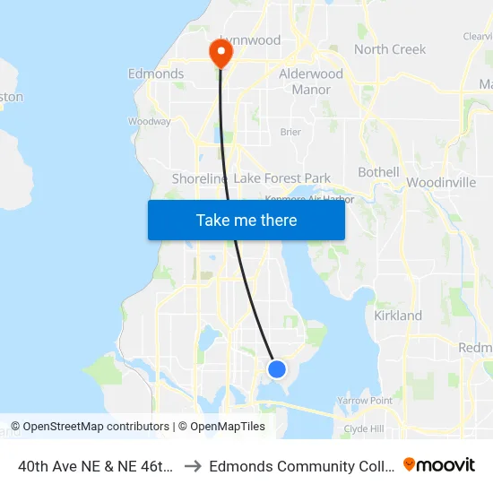 40th Ave NE & NE 46th St to Edmonds Community College map