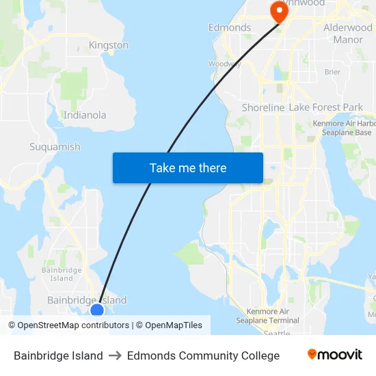 Bainbridge Island to Edmonds Community College map