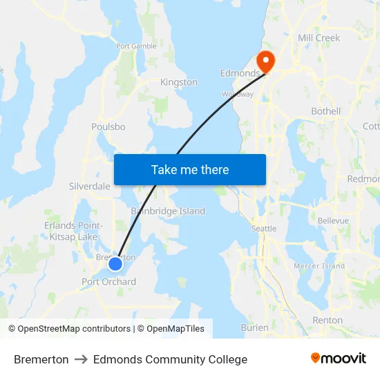 Bremerton to Edmonds Community College map