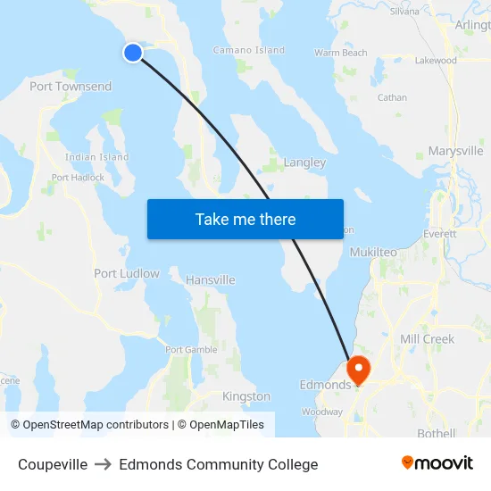 Coupeville to Edmonds Community College map