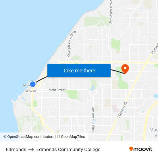 Edmonds to Edmonds Community College map