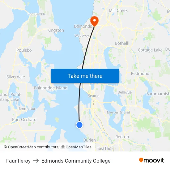 Fauntleroy to Edmonds Community College map