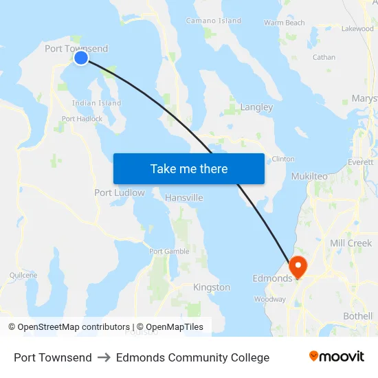 Port Townsend to Edmonds Community College map