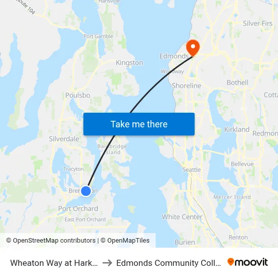 Wheaton Way at Harkins to Edmonds Community College map