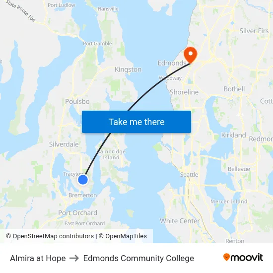Almira at Hope to Edmonds Community College map