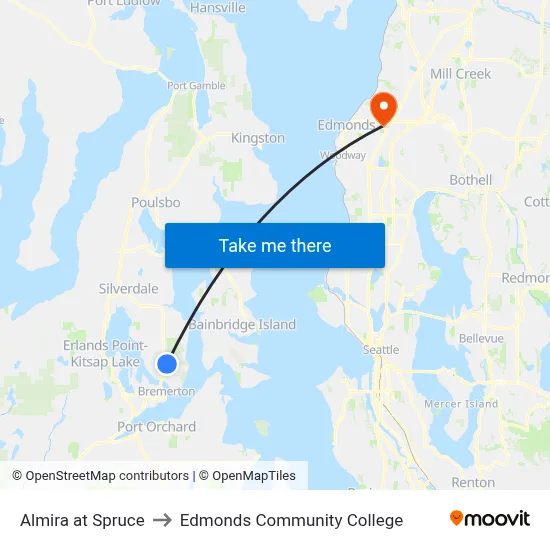Almira at Spruce to Edmonds Community College map