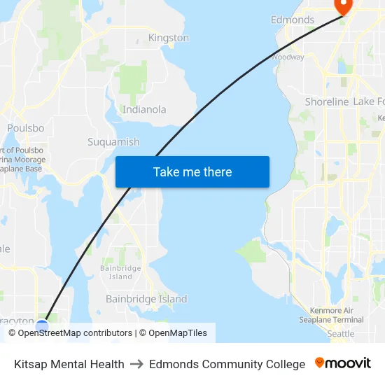 Kitsap Mental Health to Edmonds Community College map