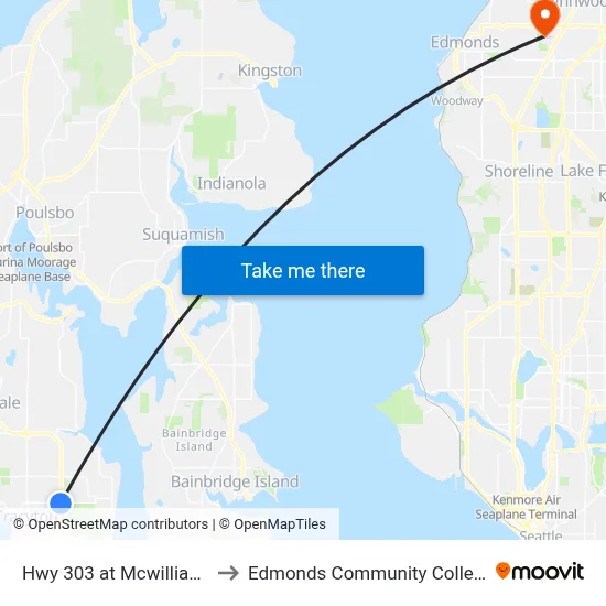 Hwy 303 at Mcwilliams to Edmonds Community College map
