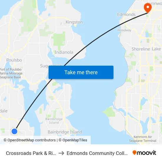 Crossroads Park & Ride to Edmonds Community College map