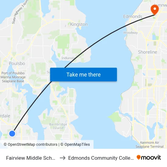 Fairview Middle School to Edmonds Community College map