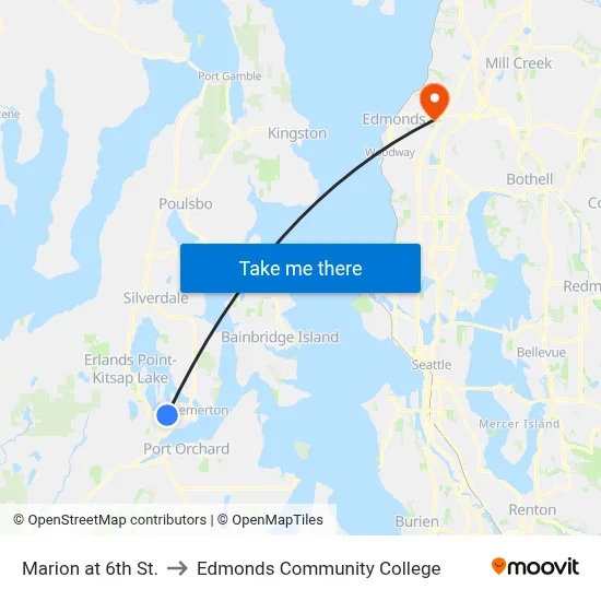 Marion at 6th St. to Edmonds Community College map