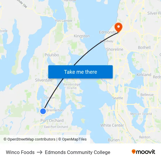 Winco Foods to Edmonds Community College map