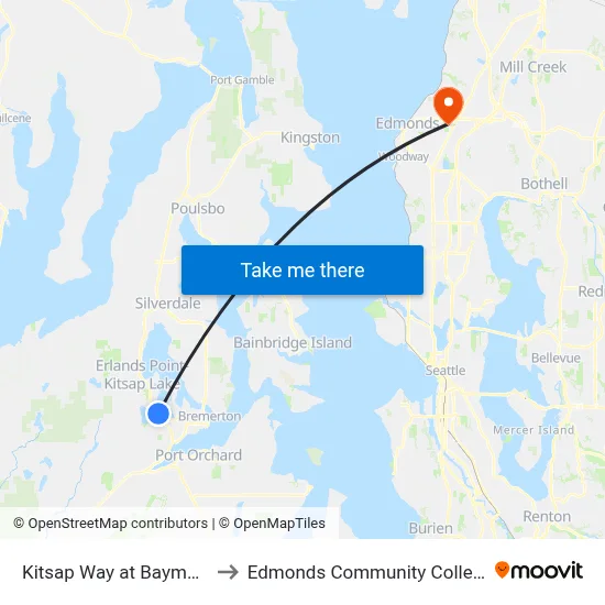Kitsap Way at Baymont to Edmonds Community College map