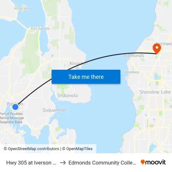 Hwy 305 at Iverson St to Edmonds Community College map