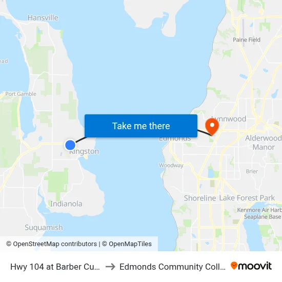 Hwy 104 at Barber Cutoff to Edmonds Community College map