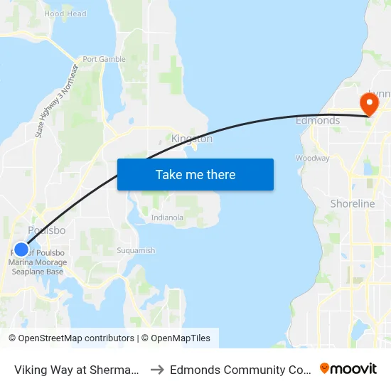 Viking Way at Sherman Hill to Edmonds Community College map