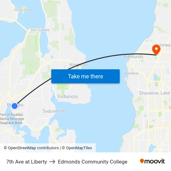 7th Ave at Liberty to Edmonds Community College map