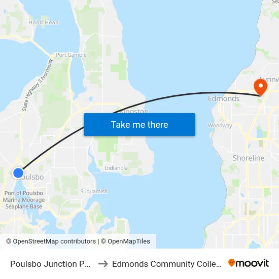Poulsbo Junction P&R to Edmonds Community College map