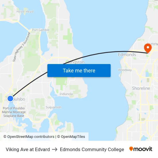 Viking Ave at Edvard to Edmonds Community College map