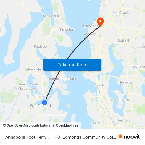 Annapolis Foot Ferry Dock to Edmonds Community College map