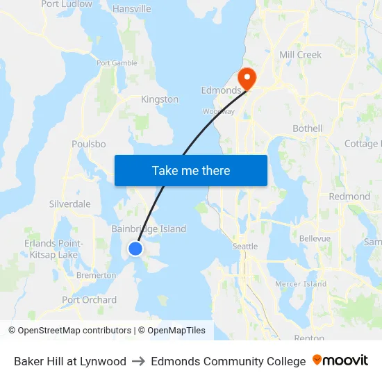 Baker Hill at Lynwood to Edmonds Community College map
