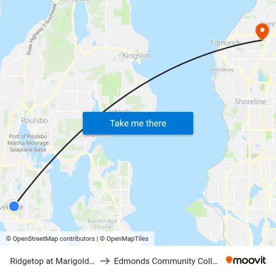 Ridgetop at Marigold Dr to Edmonds Community College map