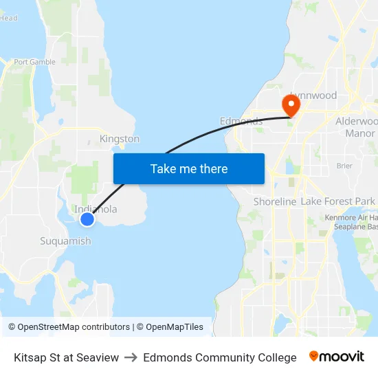 Kitsap St at Seaview to Edmonds Community College map