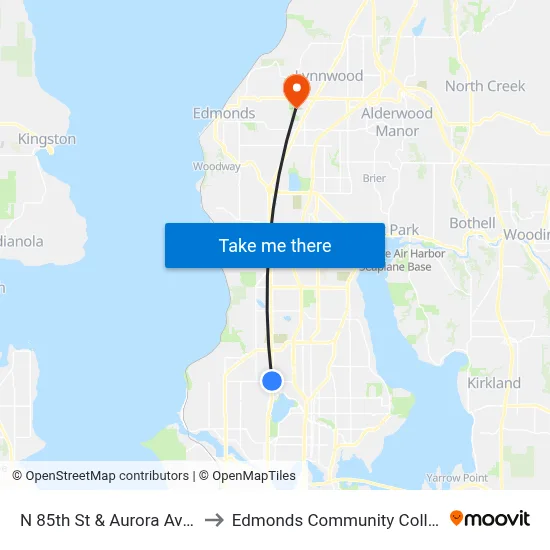 N 85th St & Aurora Ave N to Edmonds Community College map