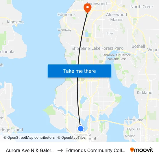 Aurora Ave N & Galer St to Edmonds Community College map