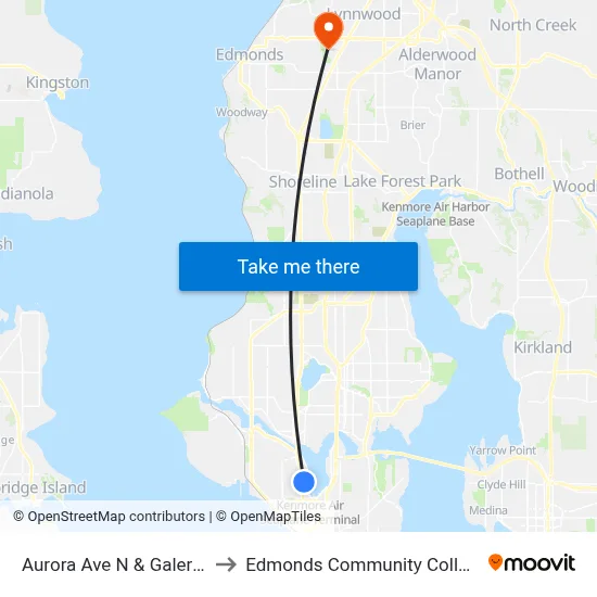 Aurora Ave N & Galer St to Edmonds Community College map