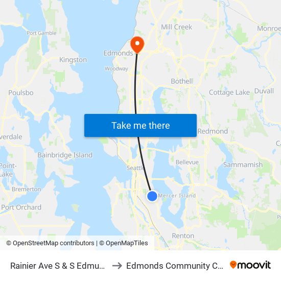 Rainier Ave S & S Edmunds St to Edmonds Community College map