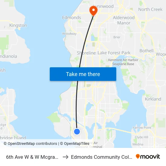 6th Ave W & W Mcgraw St to Edmonds Community College map