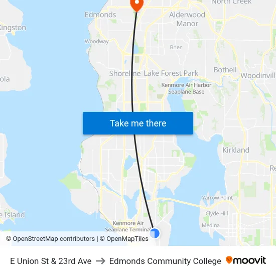 E Union St & 23rd Ave to Edmonds Community College map