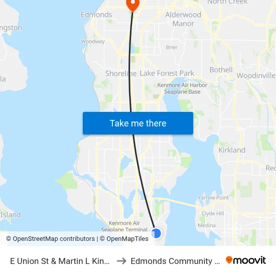 E Union St & Martin L King Jr Way to Edmonds Community College map