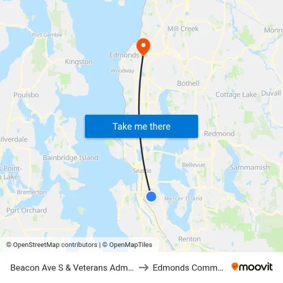 Beacon Ave S & Veterans Administration Hospital to Edmonds Community College map