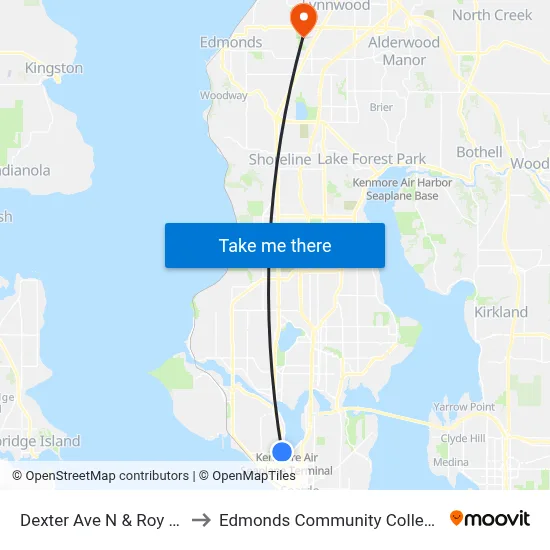 Dexter Ave N & Roy St to Edmonds Community College map